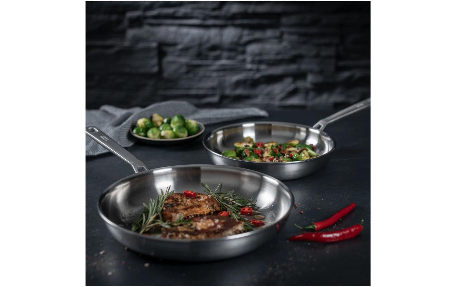 Bratpfanne Set Culinary Fiveply Ø 24 + 28 cm<br>Unbeschichtete Bratpfannen aus Edelstahl