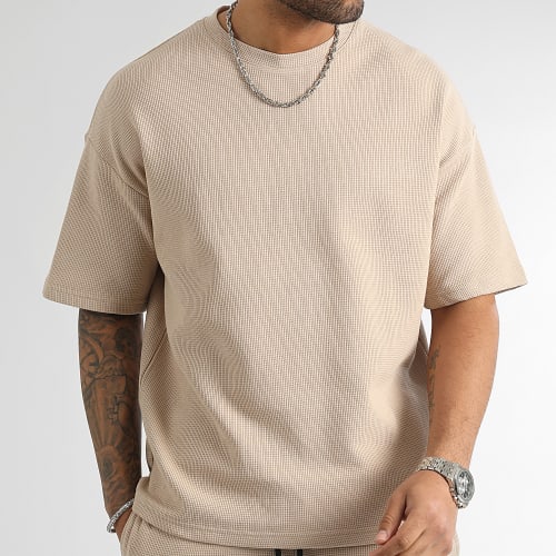 Tee Shirt Oversize Large Texturé Waffle 2912 Beige