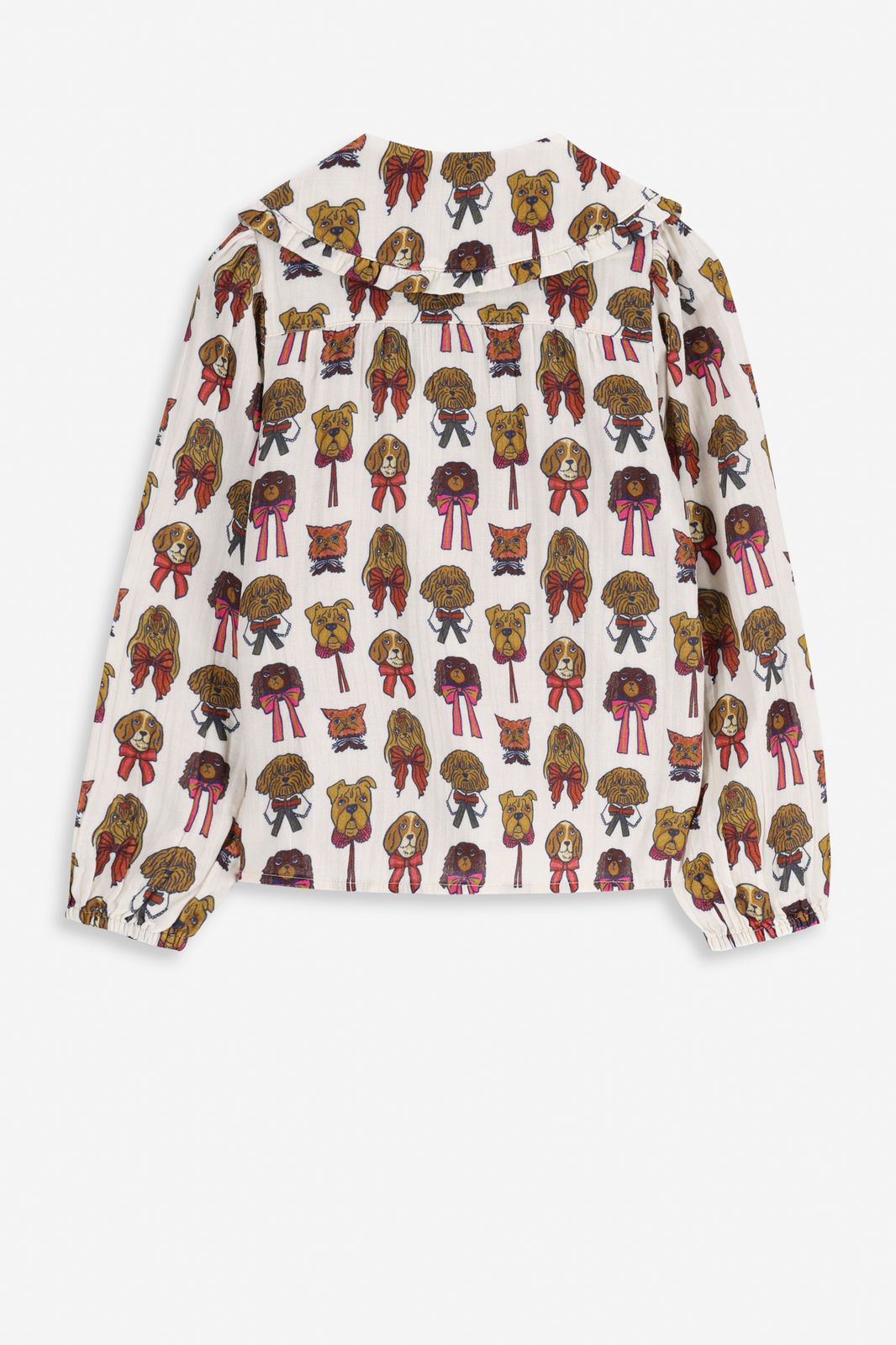 Off white blouse met hondenprint