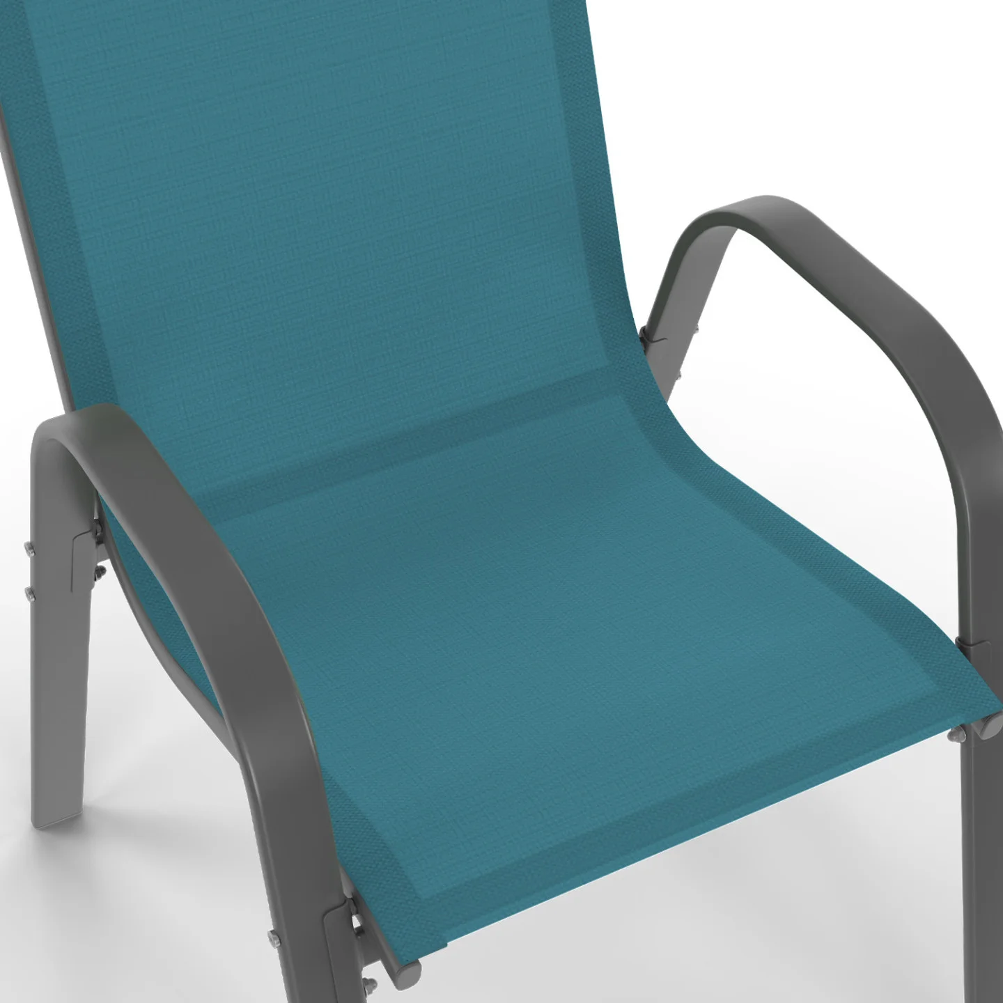 Lot de 4 chaises de jardin LYMA métal et textilène empilables mix color gris, noir et bleu