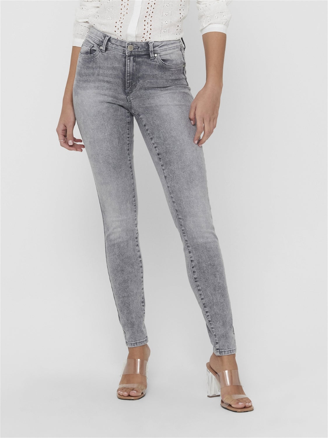 ONLWAUW Mittlere Taille Skinny Fit Jeans Medium Grey Denim
