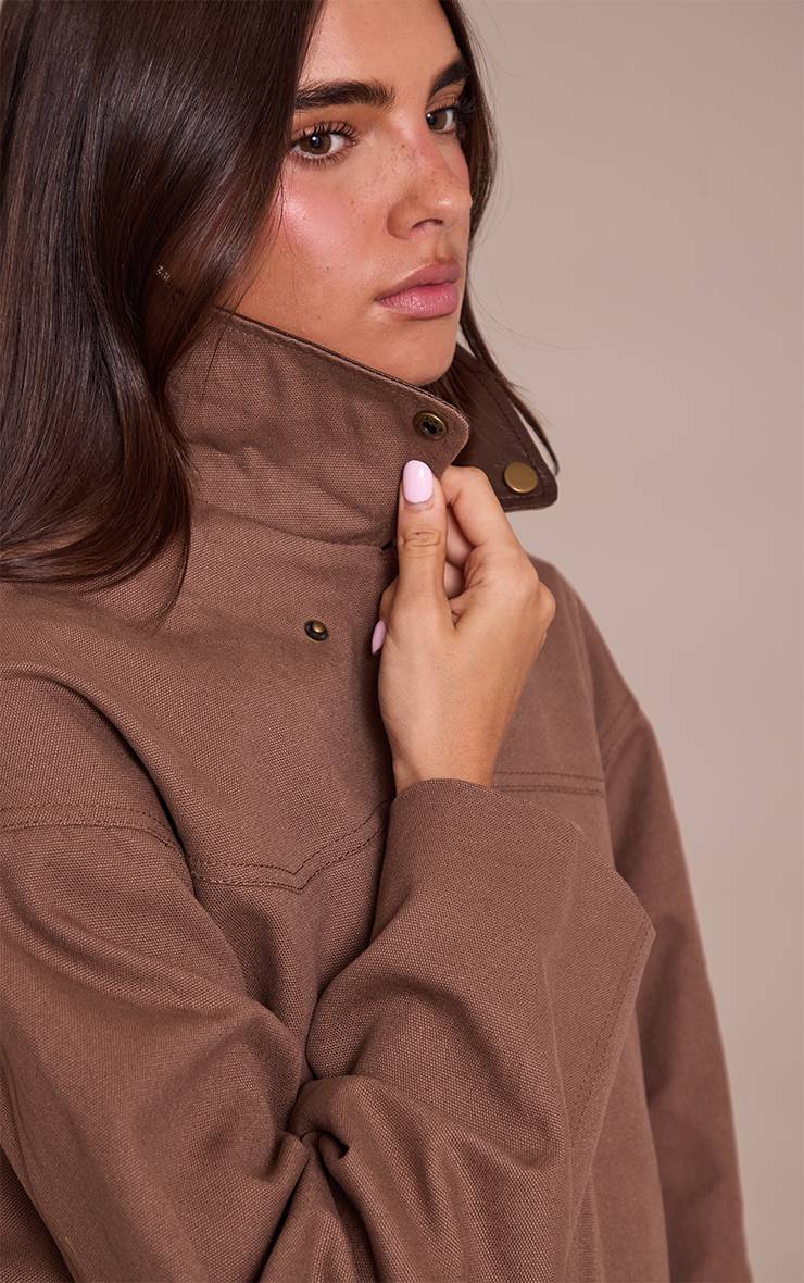 Chocolat Veste Trucker Oversize En Twill Avec Col En SYNTHÉTIQUE