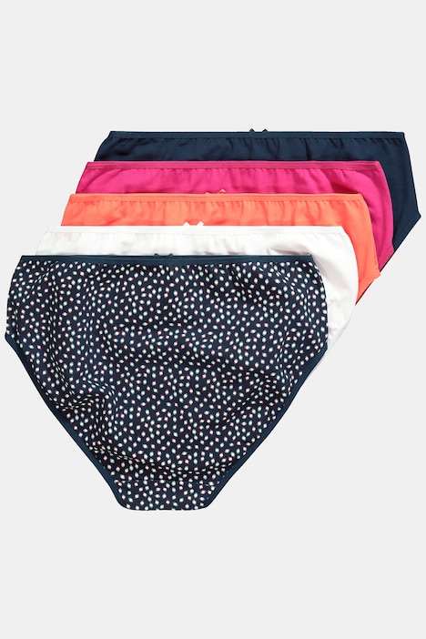 Midislips, 5er-Pack, Punkte/ einfarbig
