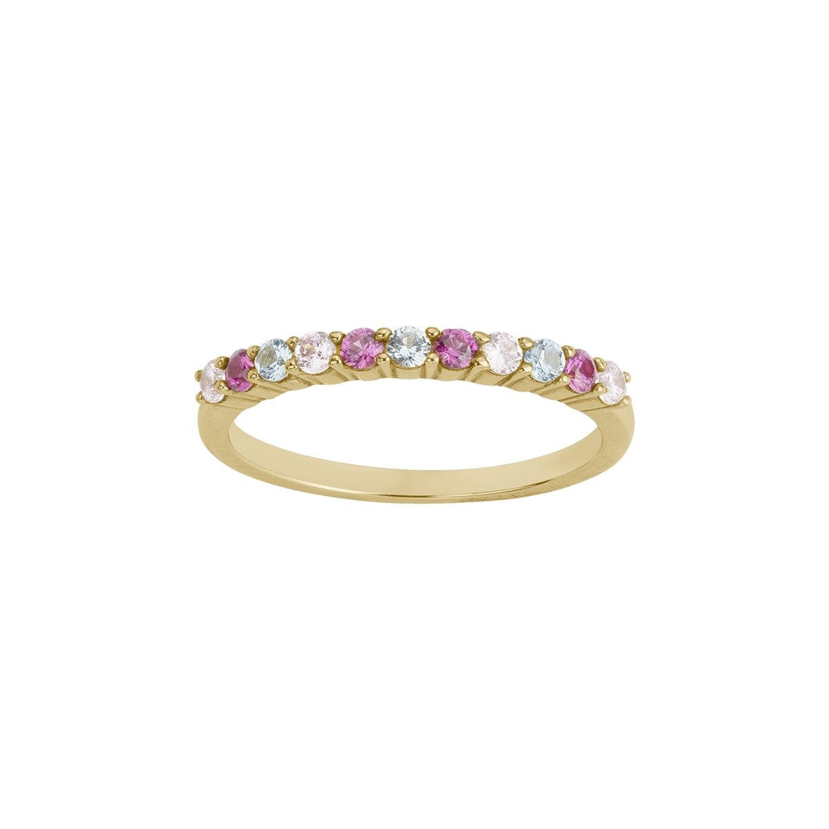 Alliance en Plaqué Or avec oxyde de zirconium multicolore
