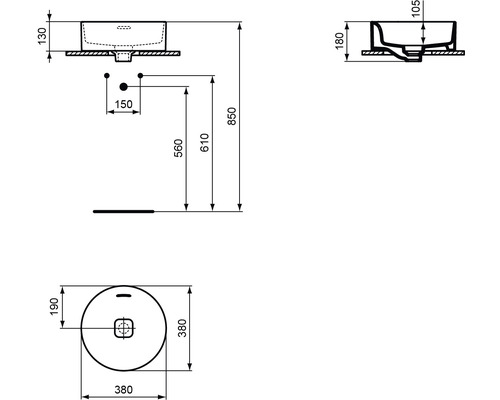 Ideal Standard Strada II opzetwastafel 38 x 38 cm glanzend wit T292901
