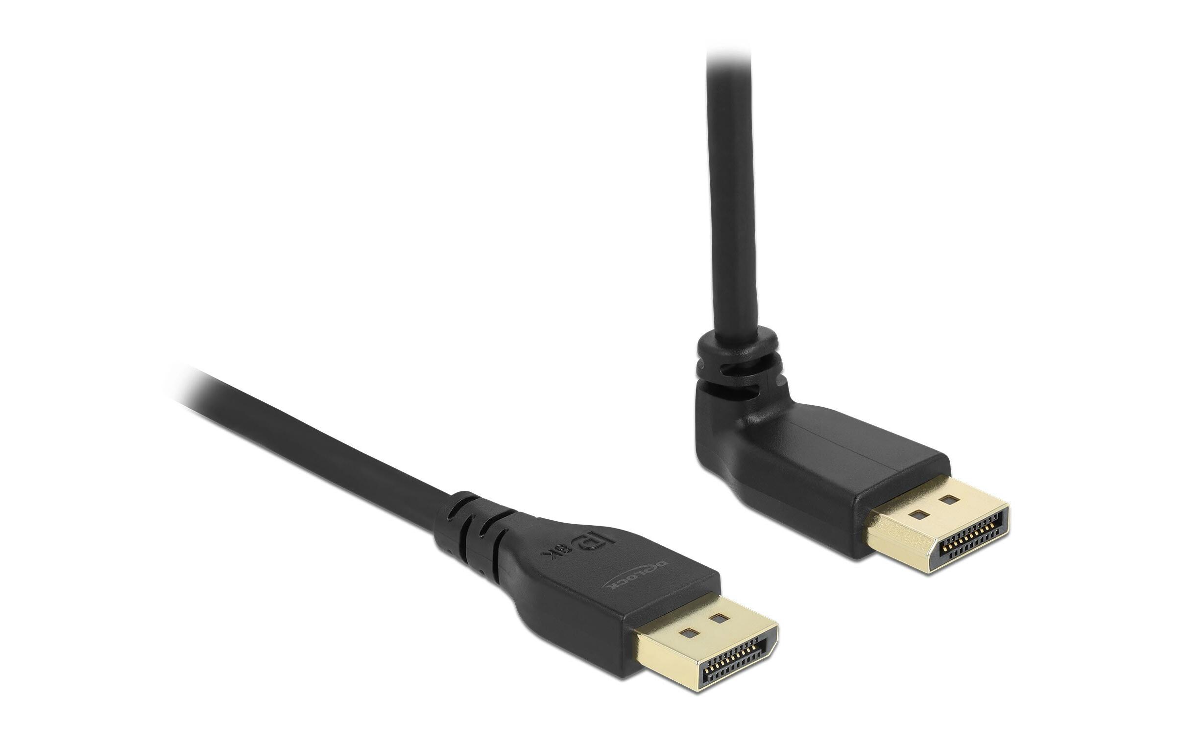 Kabel Oben gewinkelt DisplayPort - DisplayPort, 1 m, 8K 60HzDelock DisplayPort Kabel Stecker gerade zu Stecker 90° oben gewinkelt 8K 60 Hz 1 m ohne Einrastfunktion