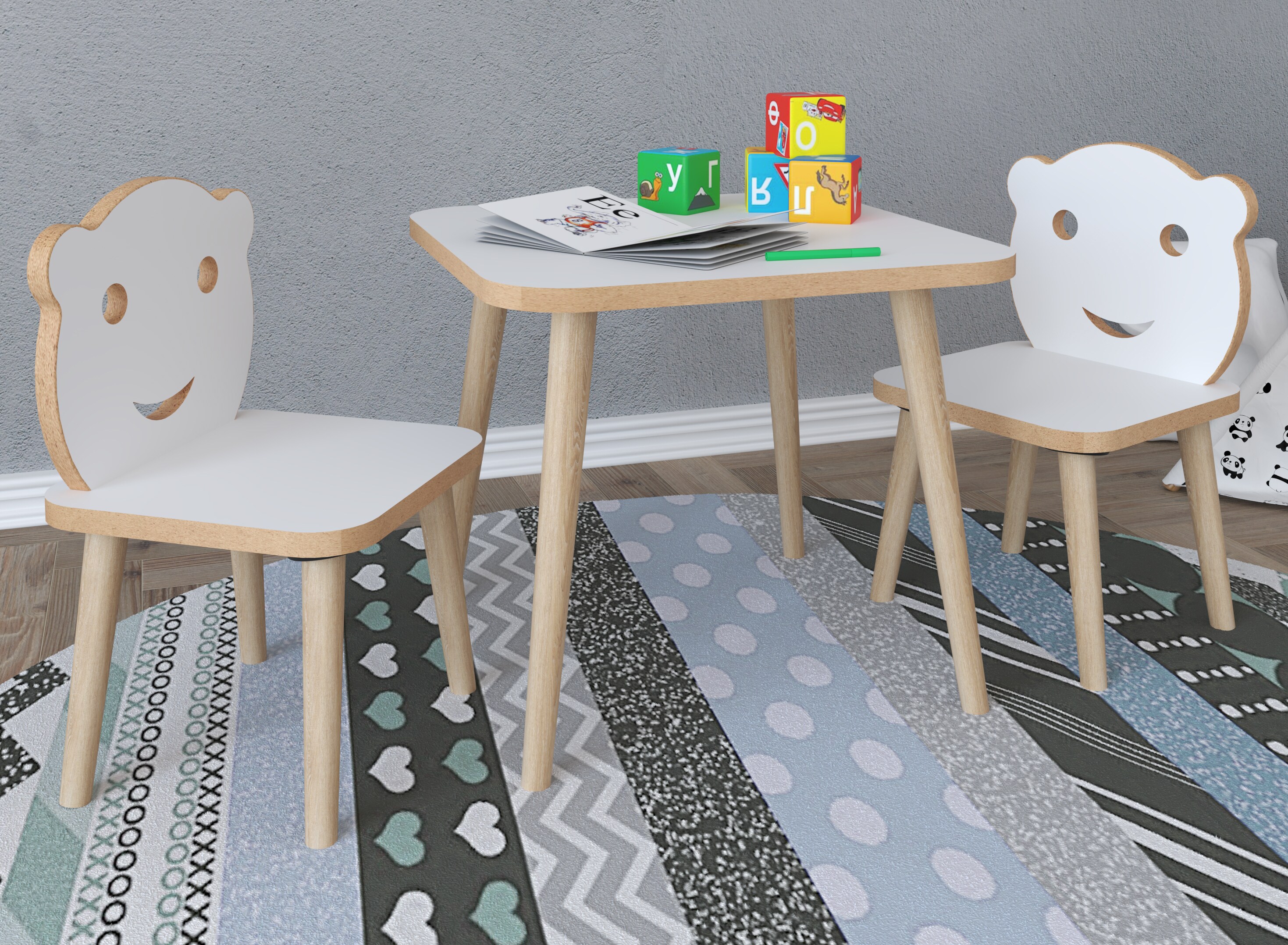 VCM 3-tlg. Sitzgruppe Kinderzimmer Kindermöbel Tisch Stuhl Kinder LiLuLa