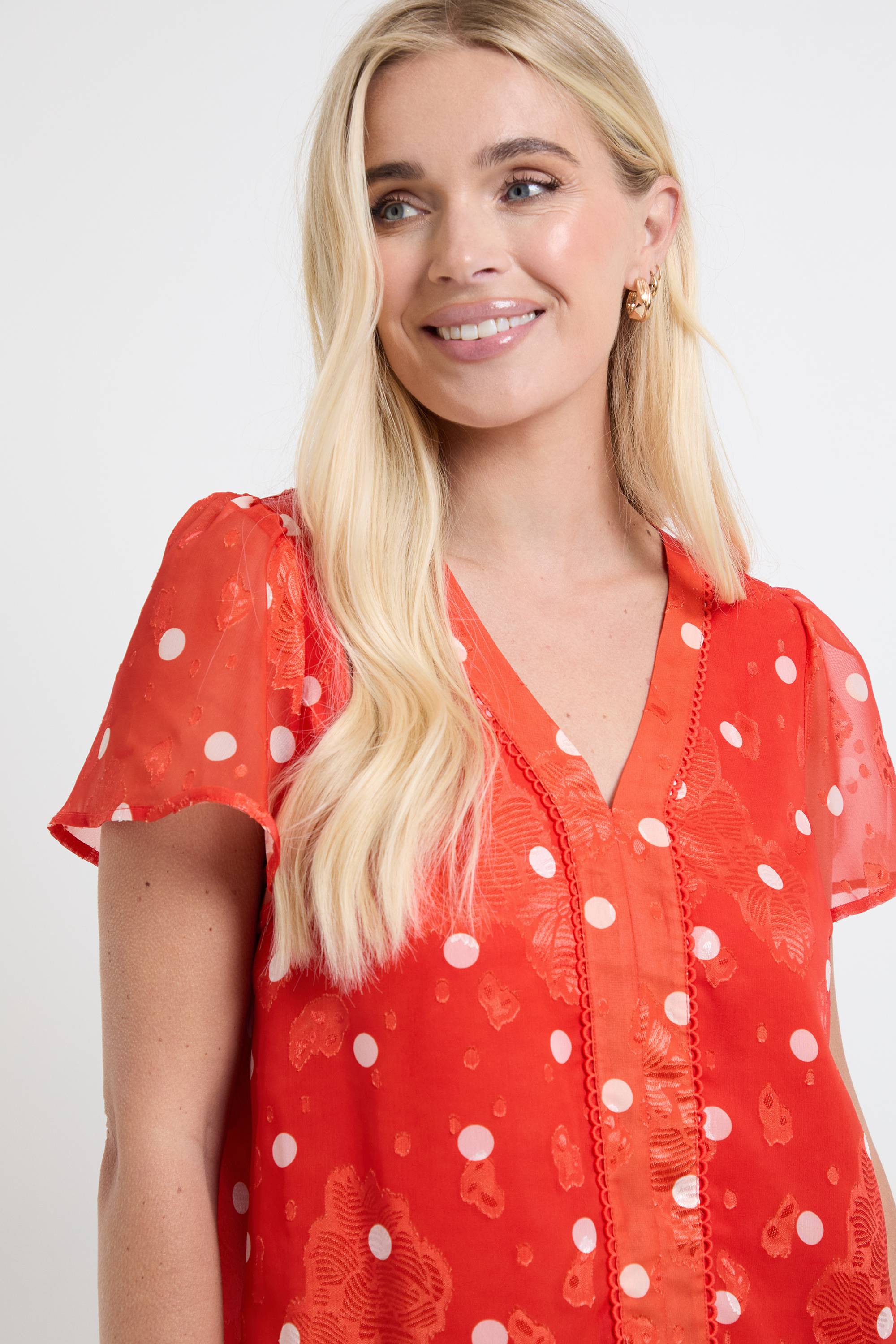 Wallis Chemisier Petite À Pois Avec Dentelle Dévorée Et Insert