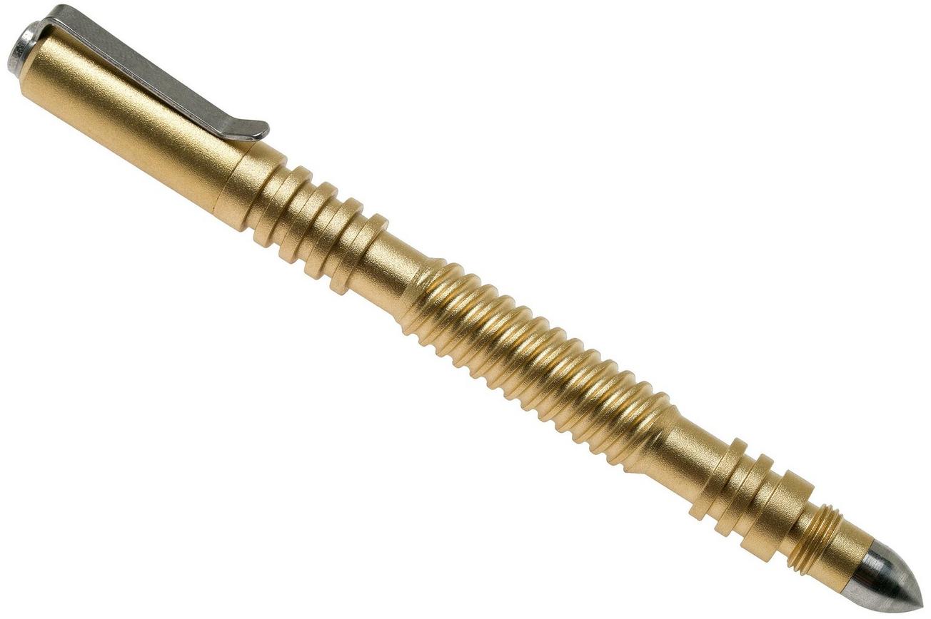 Rick Hinderer Spiral Investigator Pen Brass/Messing, beadblasted, tactische pen