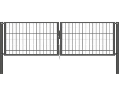 Dubbele poort van metaalgaas, ALBERTS Flexo Plus 8/6/8, 400 x 120 cm, inclusief palen 10 x 10 cm, antraciet