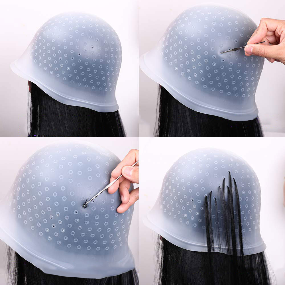Wiederverwendbare Silikon Strähnenhaube inkl. Metall Haken - Transparent