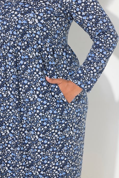 Jerseykleid, A-Linie, Carree-Ausschnitt, Langarm, Taschen