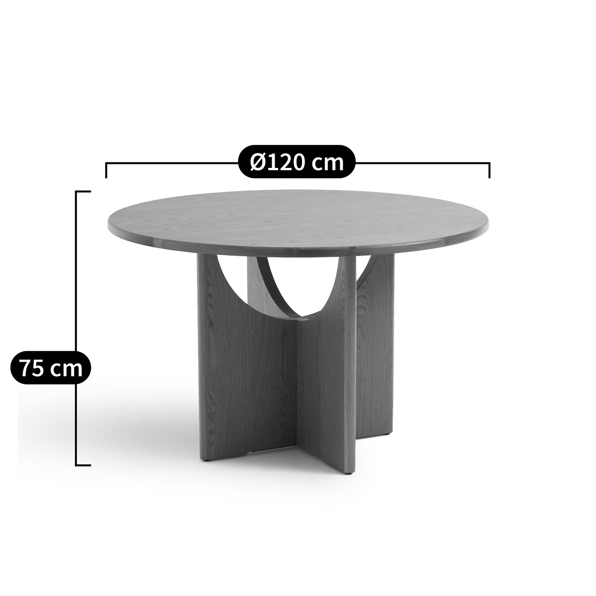 LA REDOUTE INTERIEURS<br>Mesa redonda para 4/6 pessoas, em carvalho, minimalista