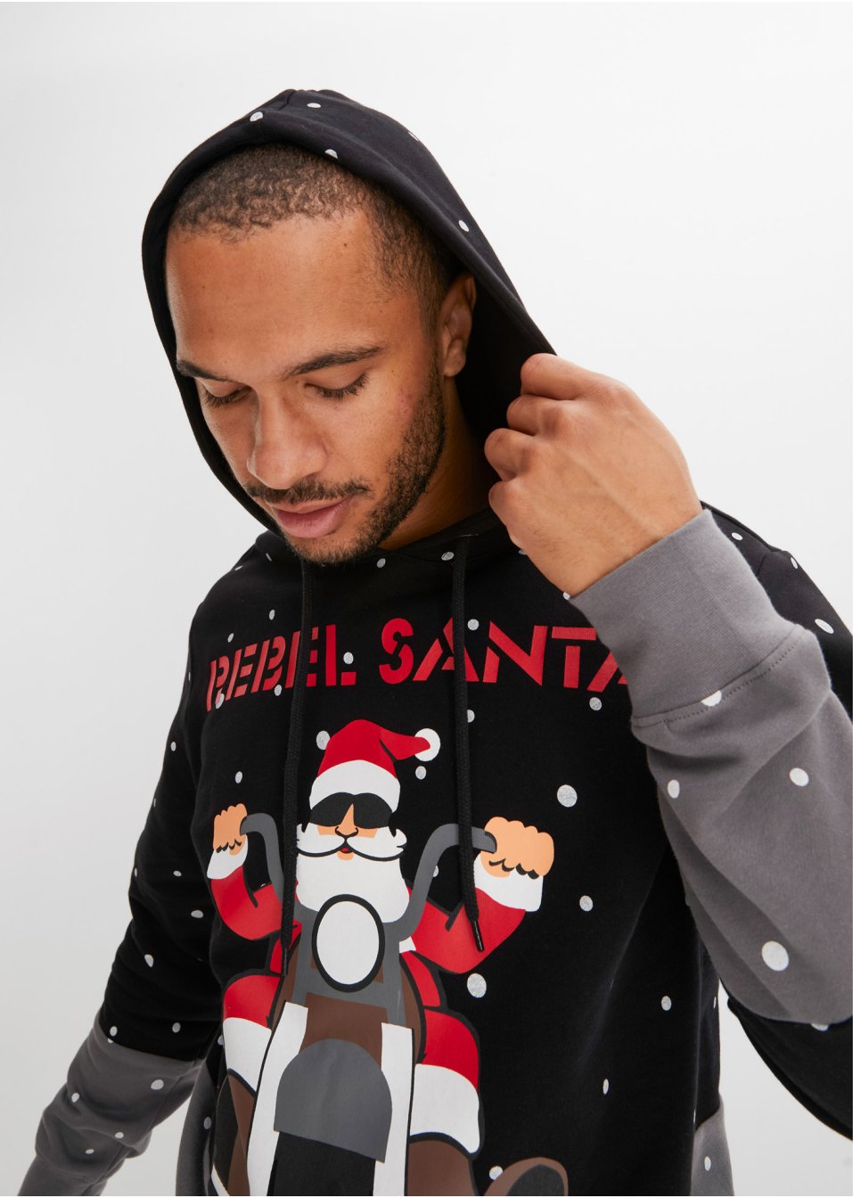 Sweat à capuche en coton bio avec motif de Noël