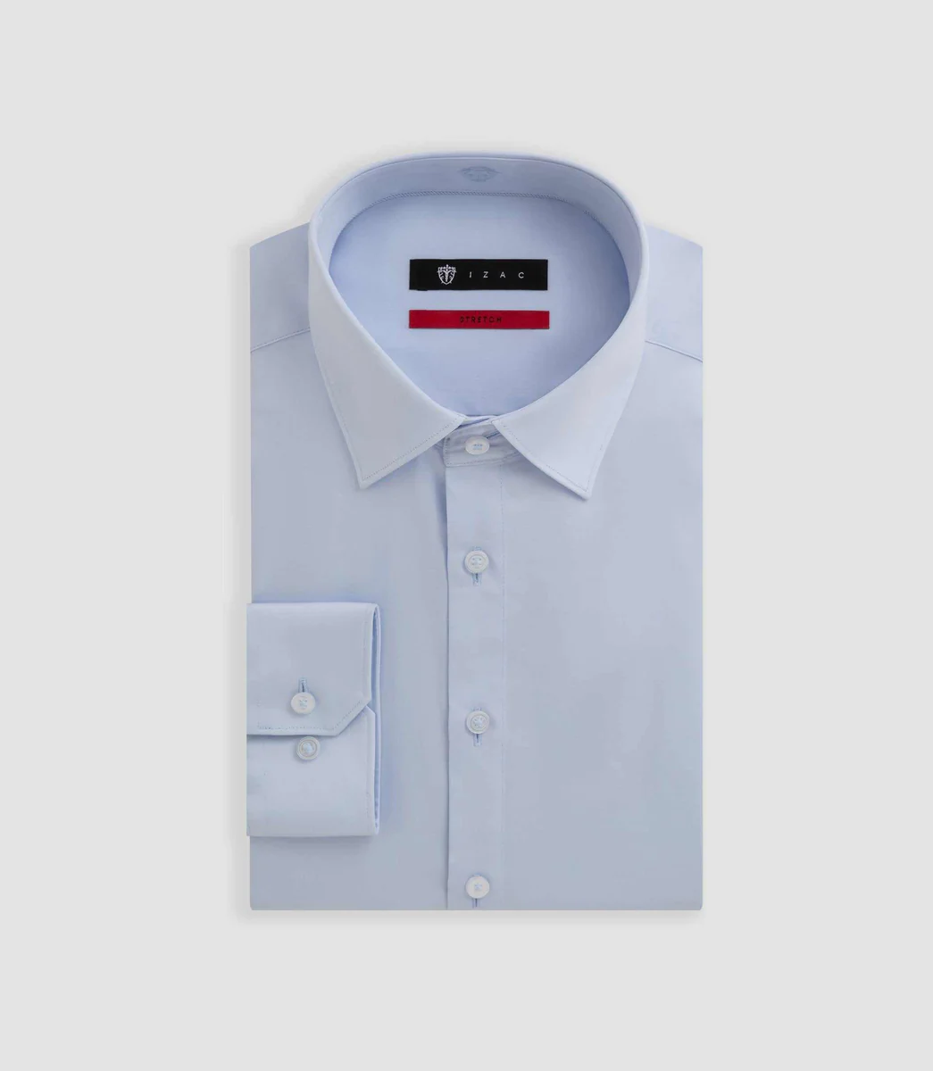 Chemise satin stretch ciel 