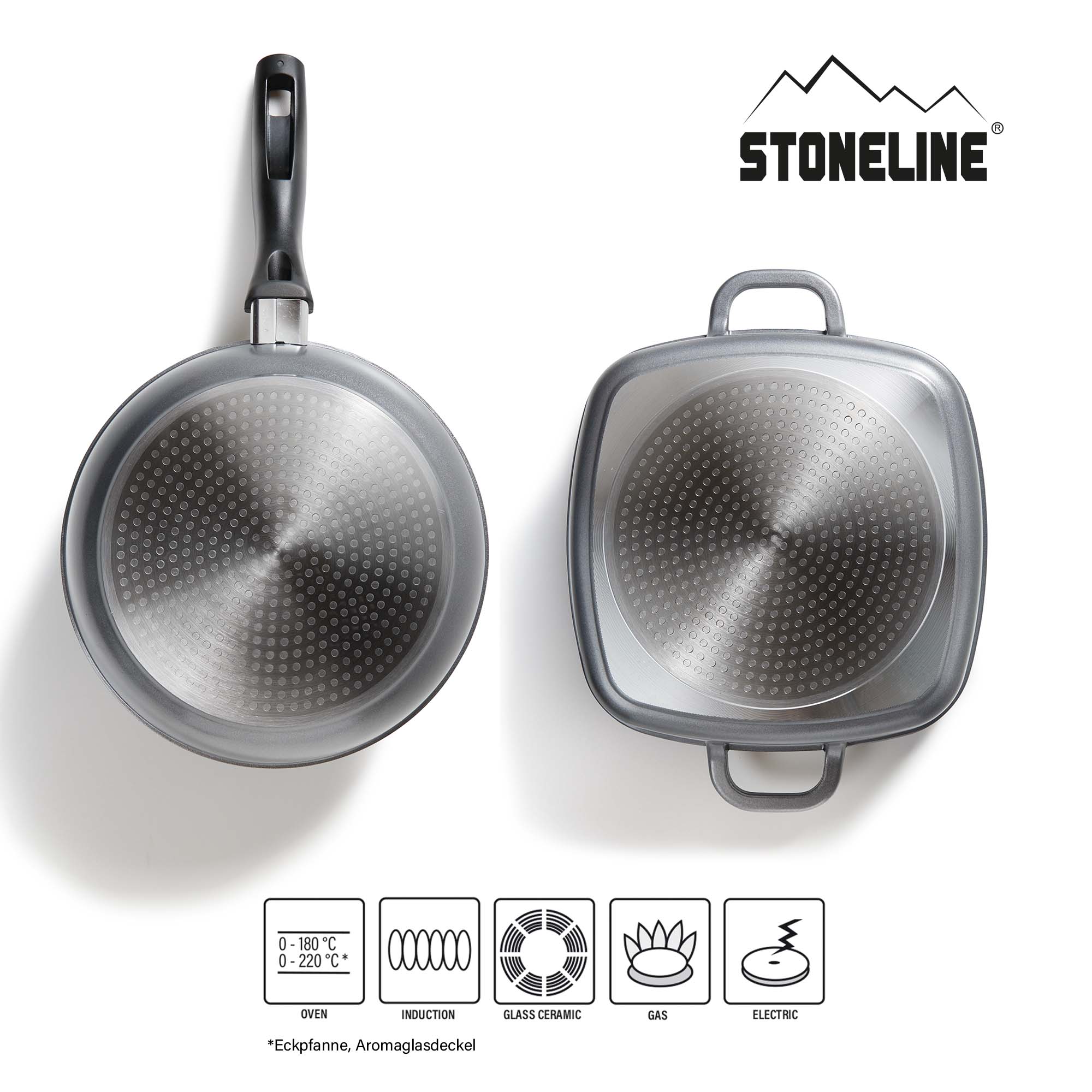 STONELINE® Kochgeschirr-Set 13 teilig mit Deckeln, beschichtete Töpfe & Pfannen Induktion geeignet