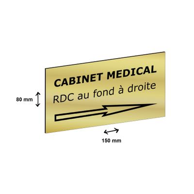 Plaque personnalisée avec votre texte - 150 x 80 mm - dorée - adhésivée prête à poser