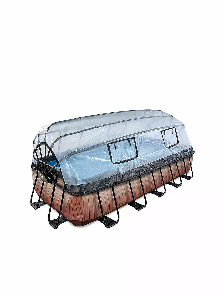 EXIT TOYS Rahmenpool Wood 540x250x100cm mit Sandfilterpumpe und Abdeckung - braun keine Farbe