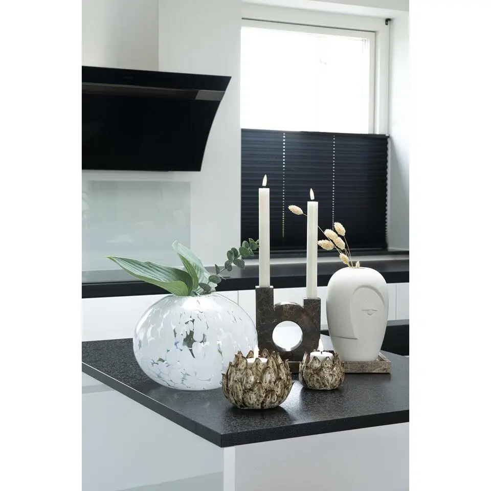 QUVIO Decoratieve vaas gevlekt – Glas – Wit