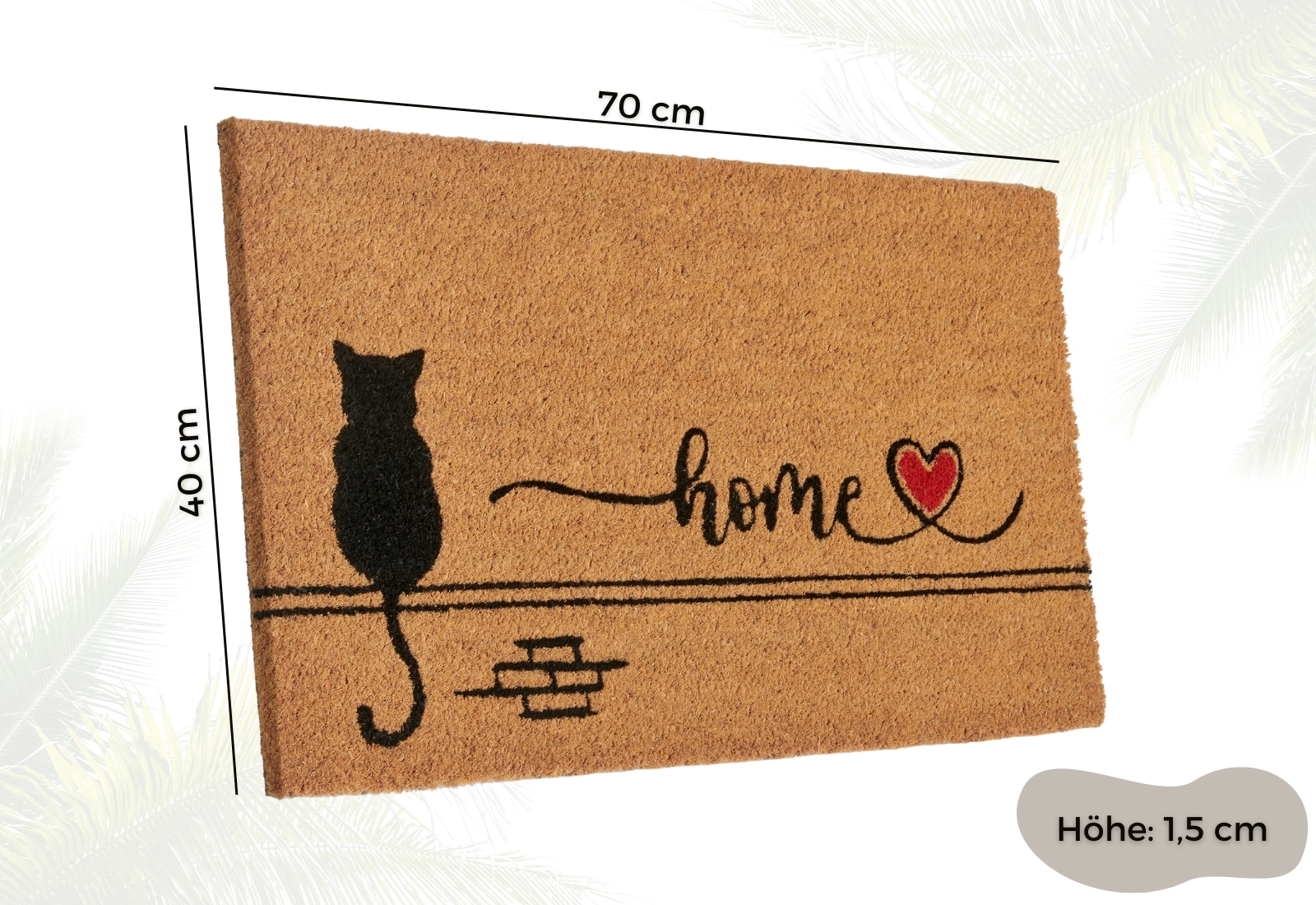 HANSE Home Fussmatte »Kokos Cat Home, Türmatte« rechteckig 15 mm Höhe Schmutzfangmatte, Rutschfest, Outdoor, Innen, Aussen, Kokosmatte, Flur