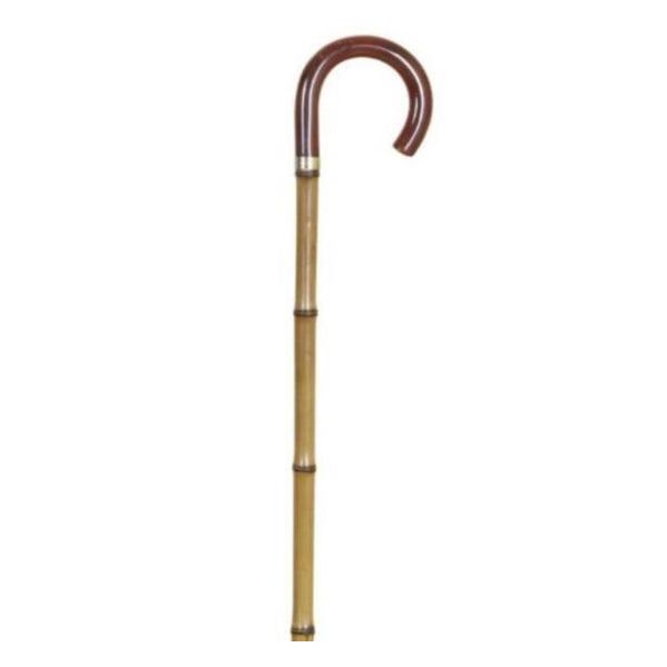 OrtoPrime Bengala de Bambu Curvada Punho de Borracha