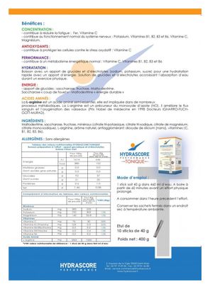 Boisson de préparation à l’effort Hydrascore Tonique Citron Vert - 10x40g