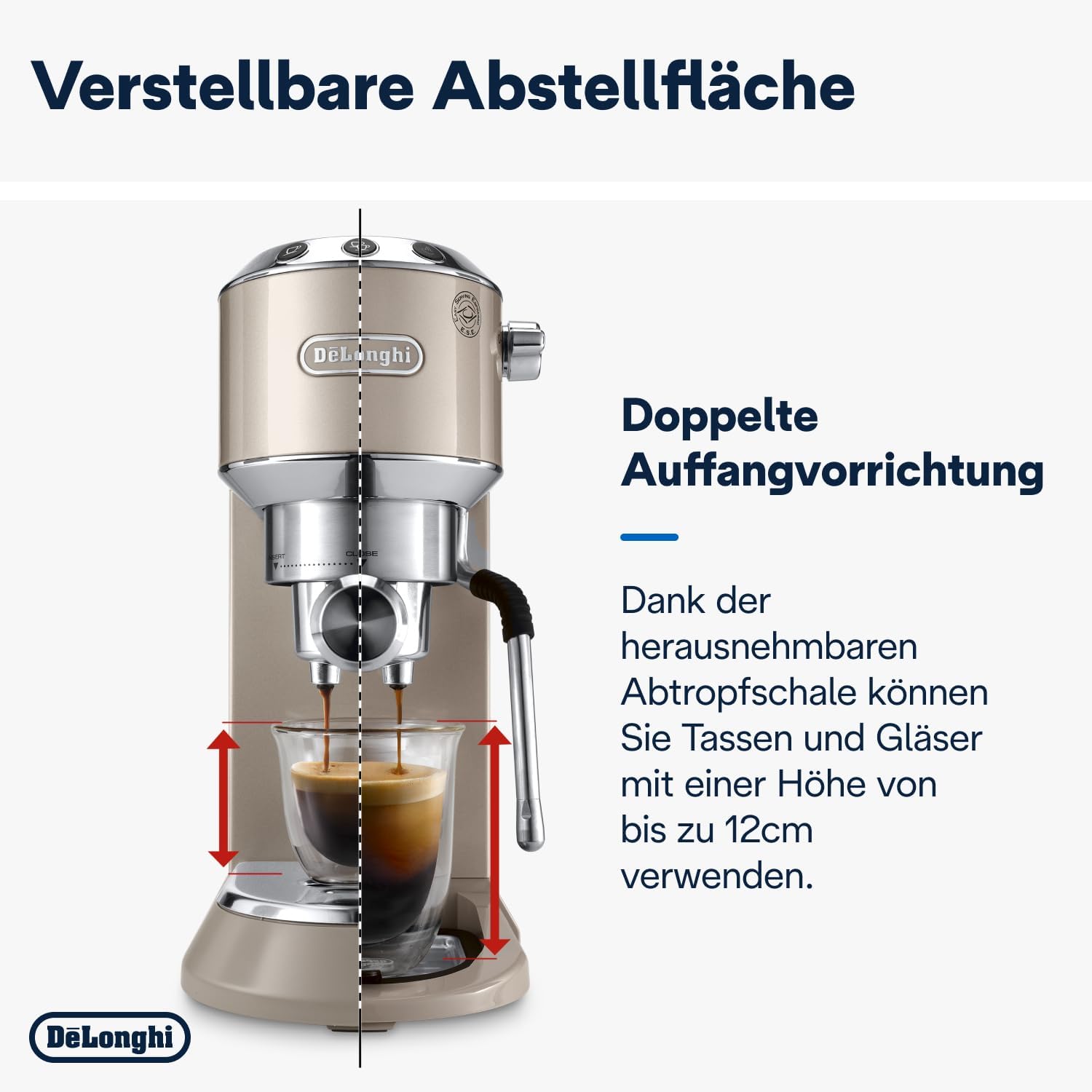 De'Longhi Dedica Arte EC 885.BG, Espresso Siebträgermaschine, Espressomaschine mit MyLatteArt Milchschaumdüse, kompaktes Design, 15 cm breit, 1 Liter Wassertank, E.S.E Pads geeignet, Beige