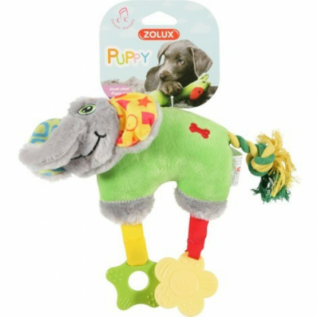 Peluche sonore et anneau à mâcher pour chiot Zolux