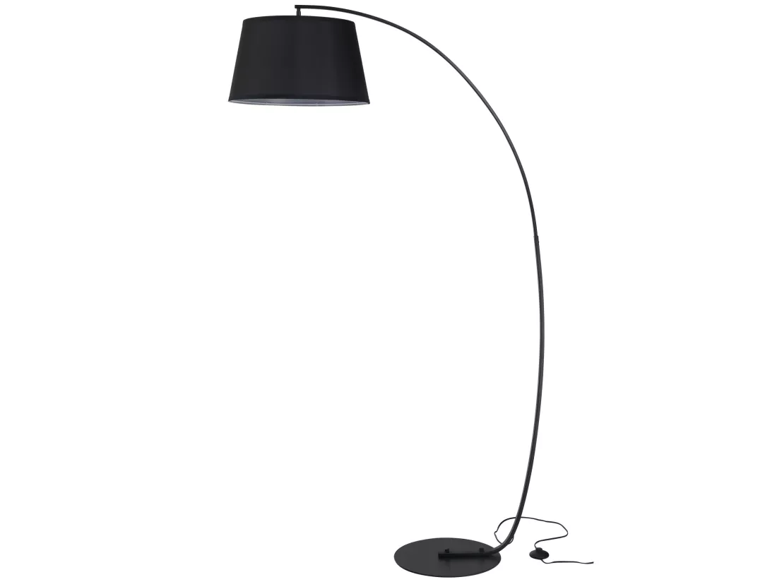 Lampe lampadaire à arc salon courbée - Lampe arceau moderne en métal - Lampadaire sur pied métal lin noir