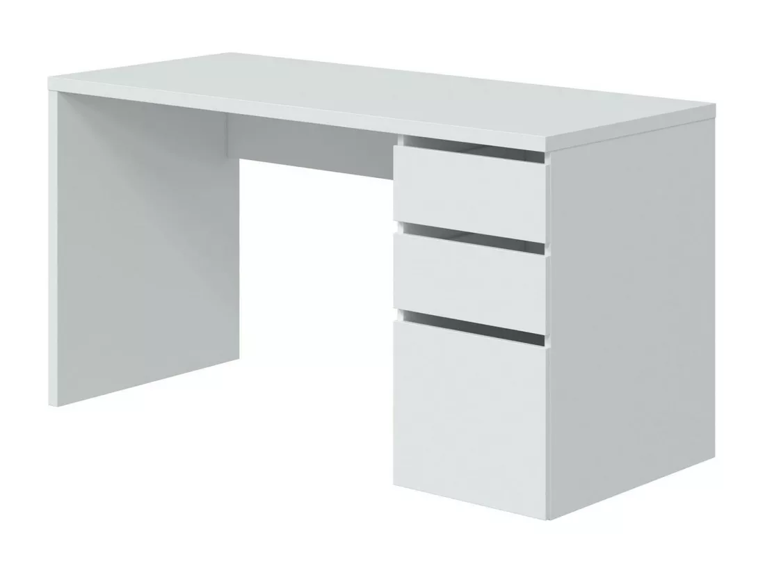 Bureau Dmallam, Bureau réversible avec 3 tiroirs, Table de bureau multi-positions gain de place, 138x60h74 cm, Blanc