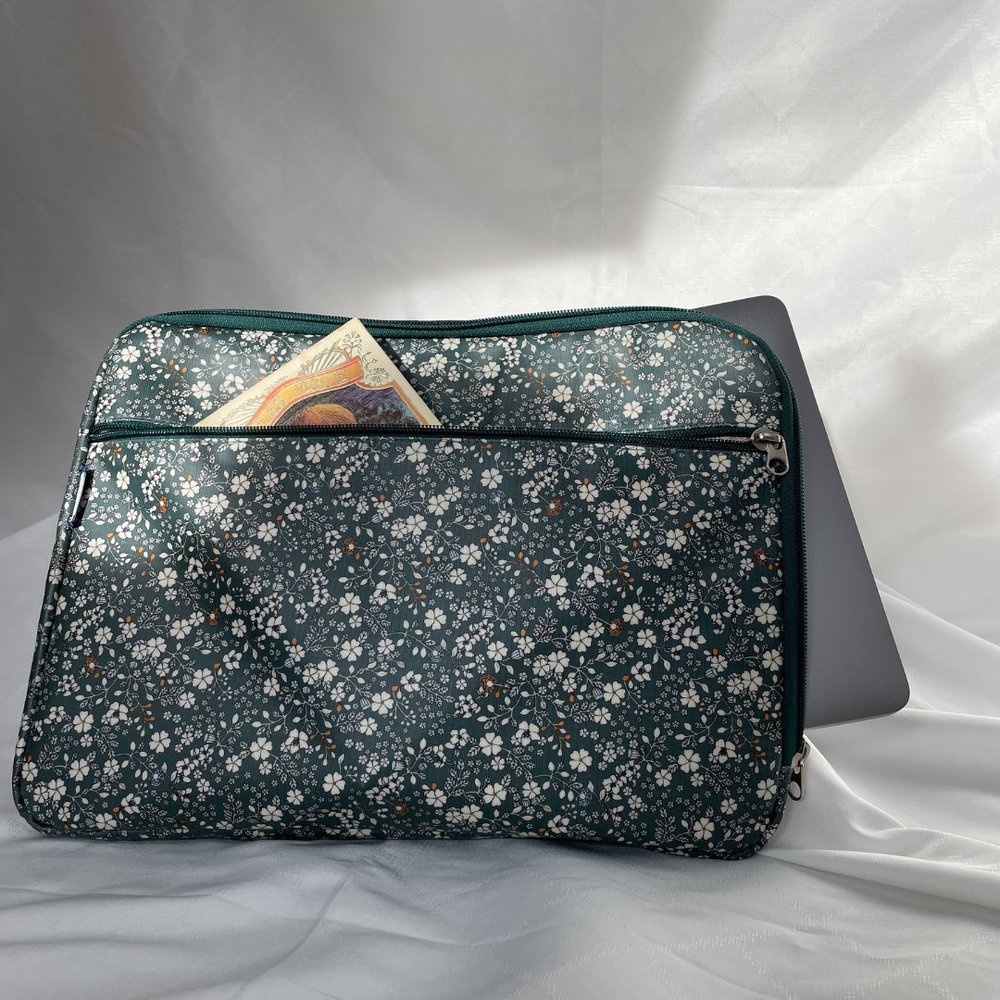 Pochette Ordinateur 13 Pouces Fleuri Kaki