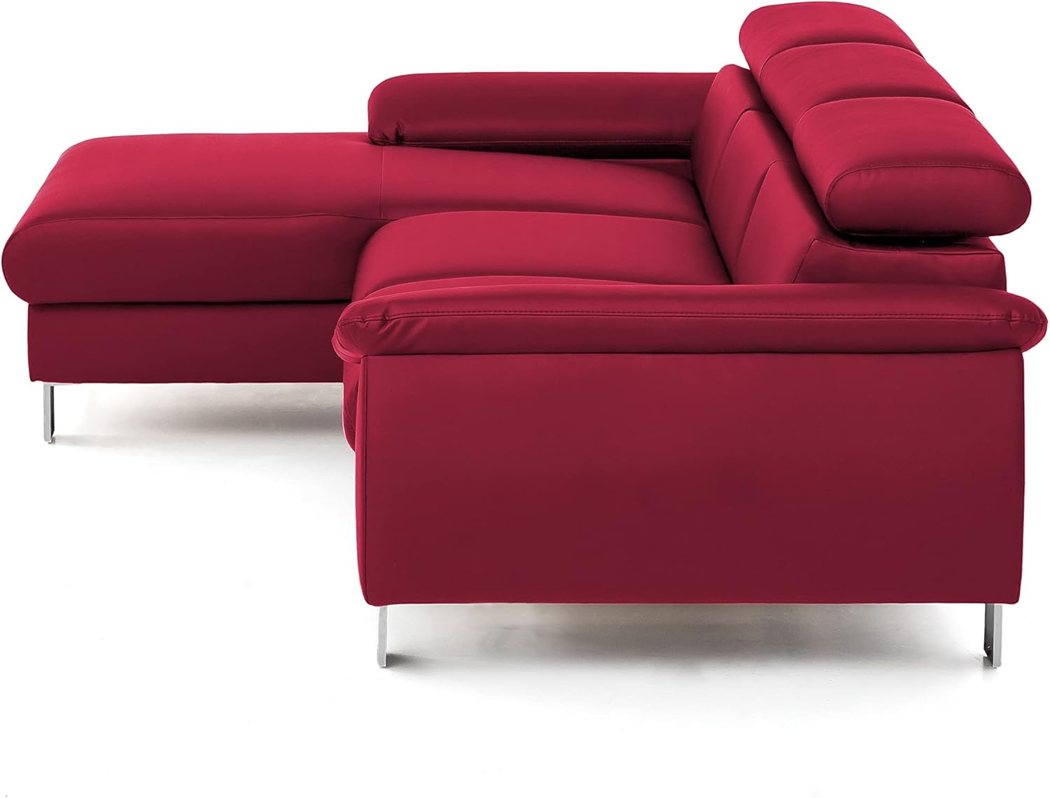 Mivano Ecksofa Micky mit Recamiere / L-Form-Sofa mit Schlaffunktion, Bettkasten und Kopfteilverstellung / 244 x 72 x 166 / Kunstleder, Rot