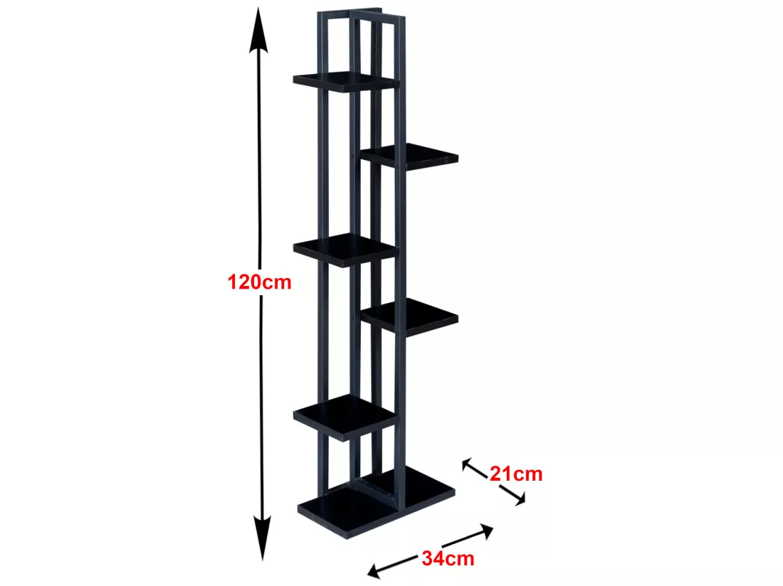 Support de plantes Tohmajärvi à 5 niveaux 120 x 34 x 21 cm noir [en.casa]
