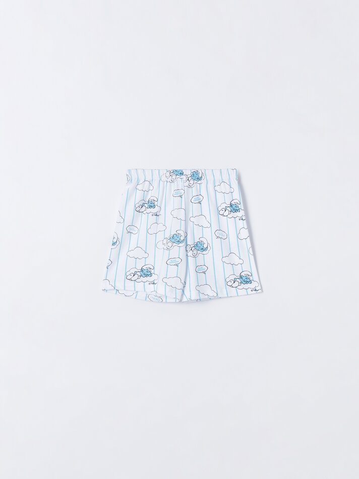 Conjunto de pijama curto estampado dos Smurfs IMPS - Cinza antracite