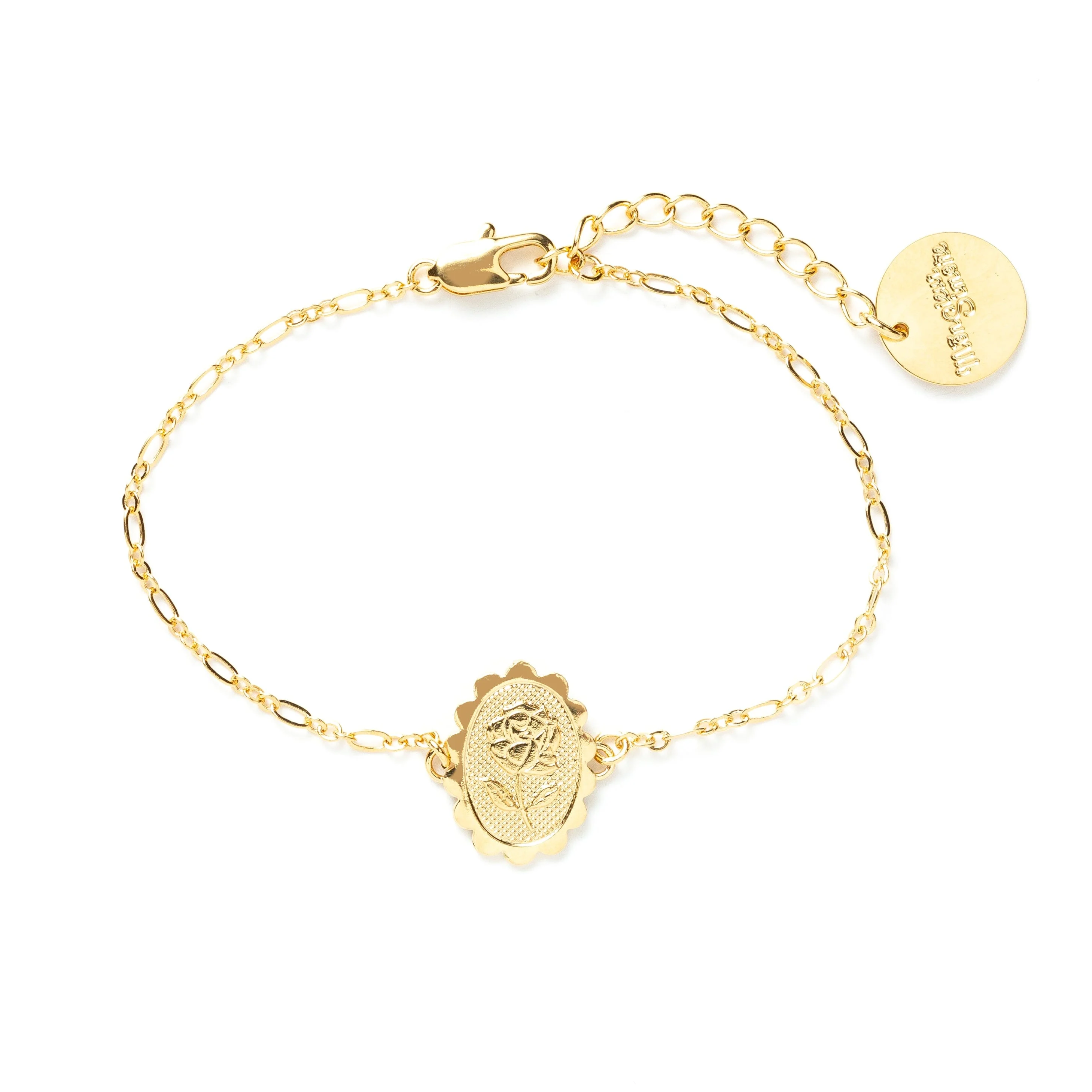 THÉMIS - Bracelet fleur émaillé doré à l'or fin | Doré