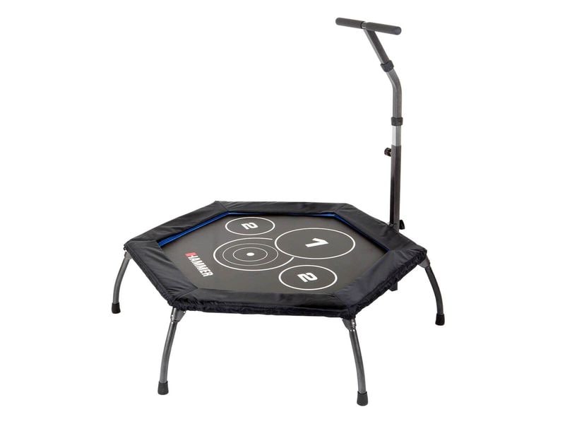 HAMMER Fitnesstrampolin Cross Jump Klappbares Fitnesstrampolin mit verstellbarem Griff
