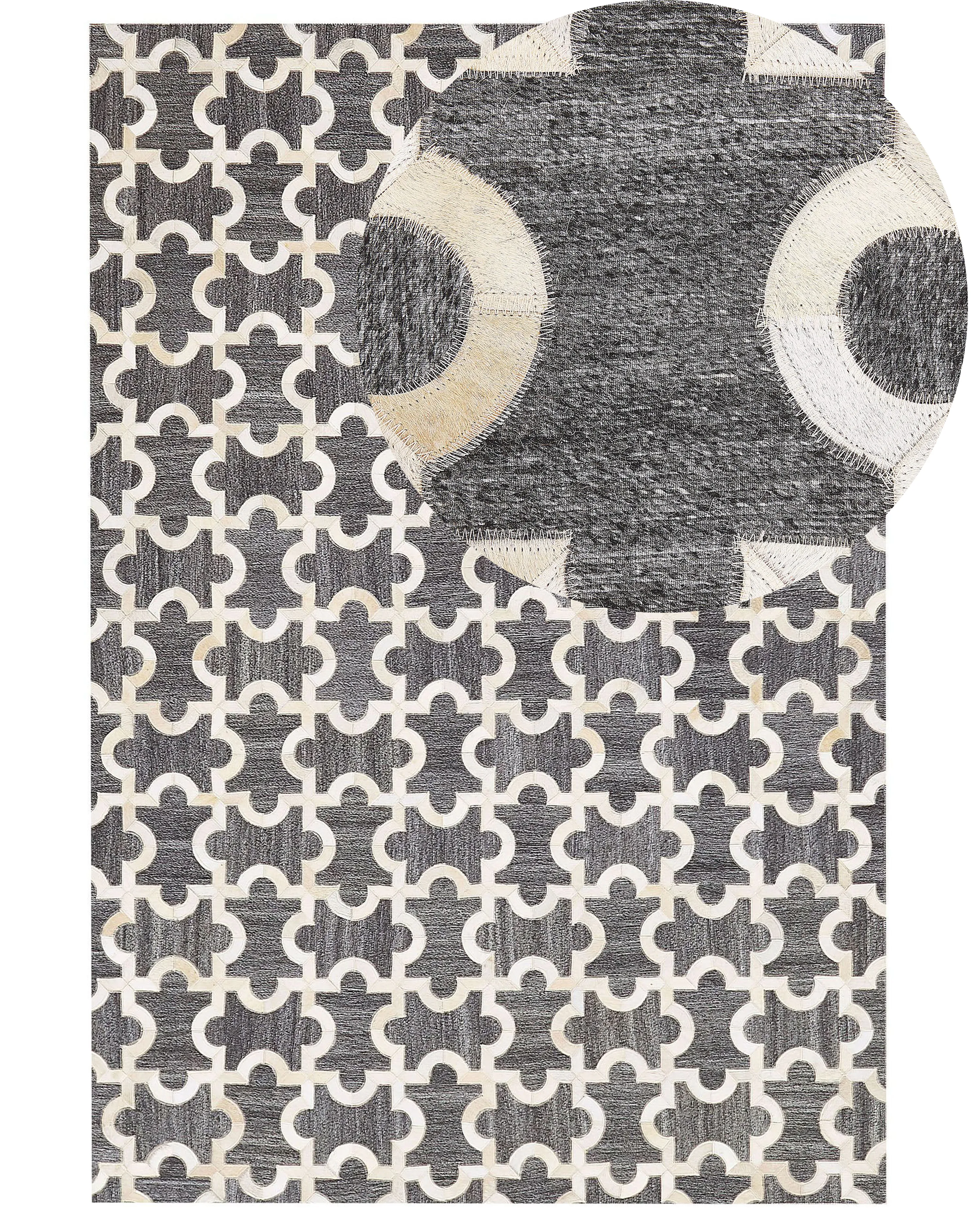 Vloerkleed YEDISU Donkergrijs 160 x 230 cm Leer