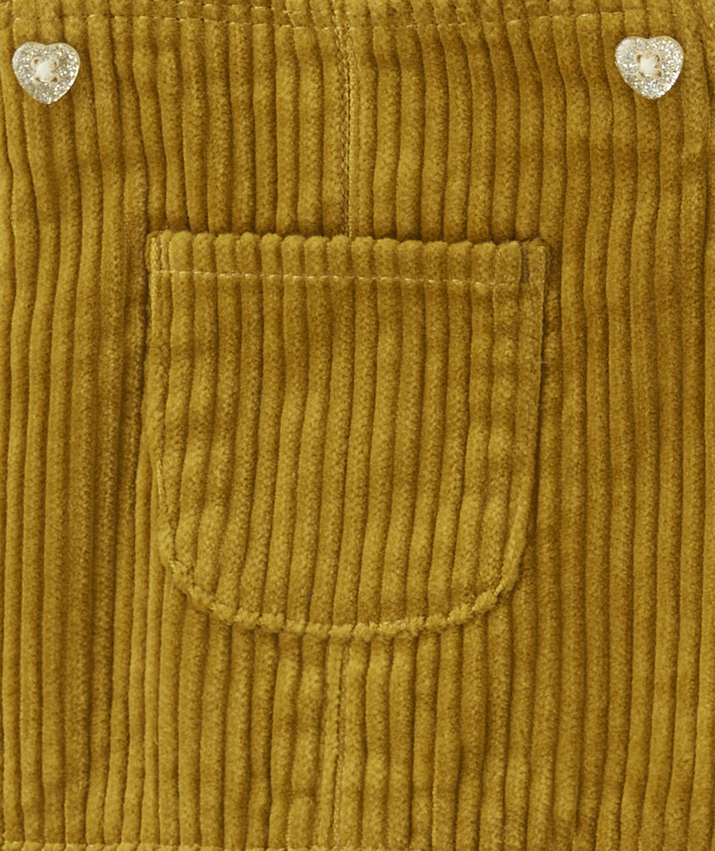 ROBE TABLIER BÉBÉ FILLE EN VELOURS VERT OLIVE