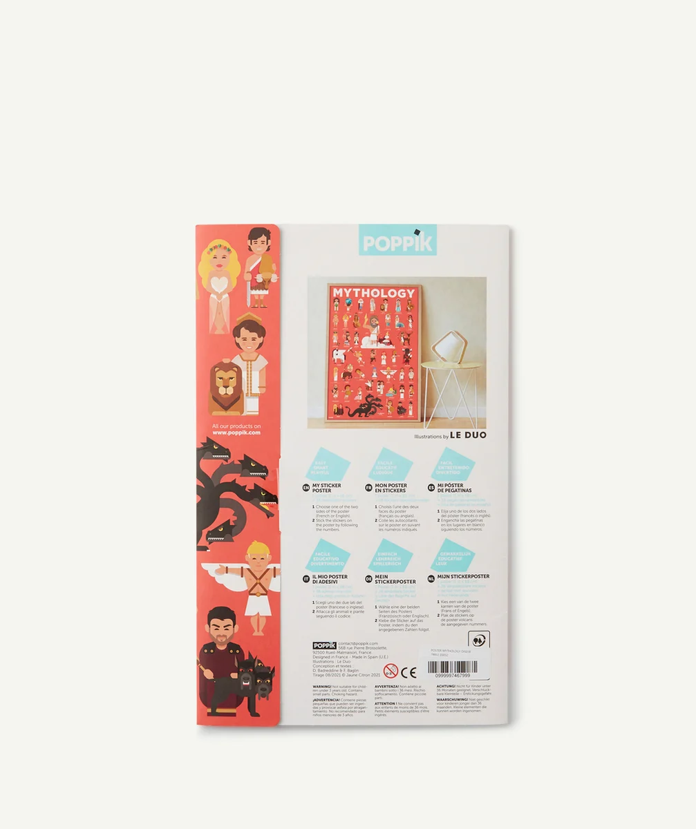 POPPIKLE POSTER AVEC 38 STICKERS MYTHOLOGIE - 7-12 ANS