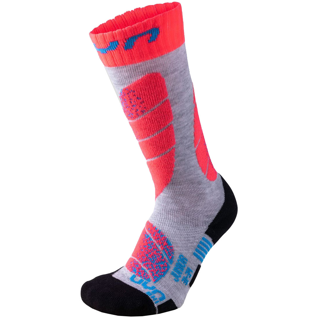 UYN Junior Skisocken light grey/coral fluo | Skiunterwäsche & -socken | Skibekleidung | Kinder | XSPO-Fashion
