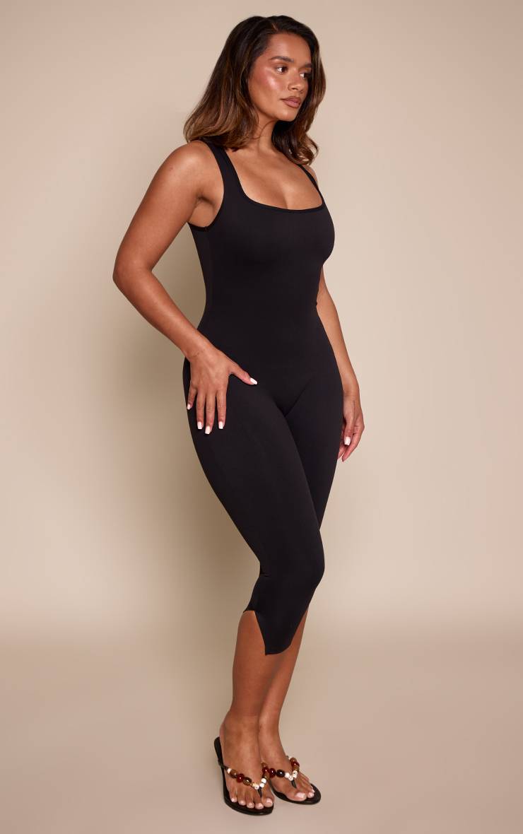 Noir Combinaison Capri À Encolure Carrée Shape Sculpt