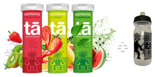 Pack Hydratation Tā Energy Bidon   3 Tubes Electrolytes Fraise-Kiwi / Citron / Pastèque