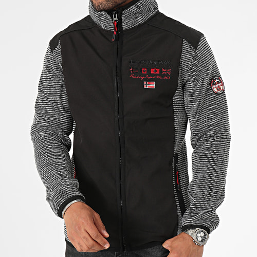 Veste Zippée Col Montant Noir Gris