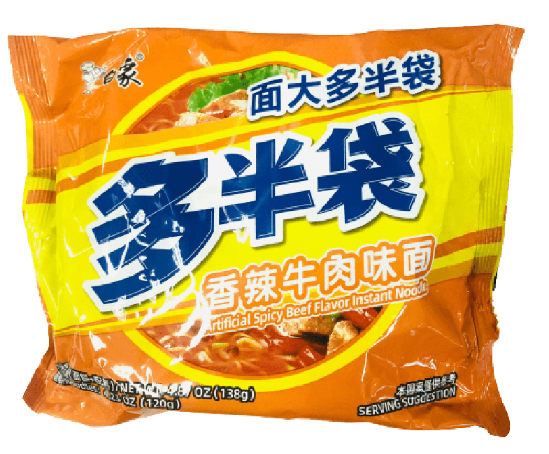 Baixiang Instant Noedels met Pittig Rundvleessmaak 138g