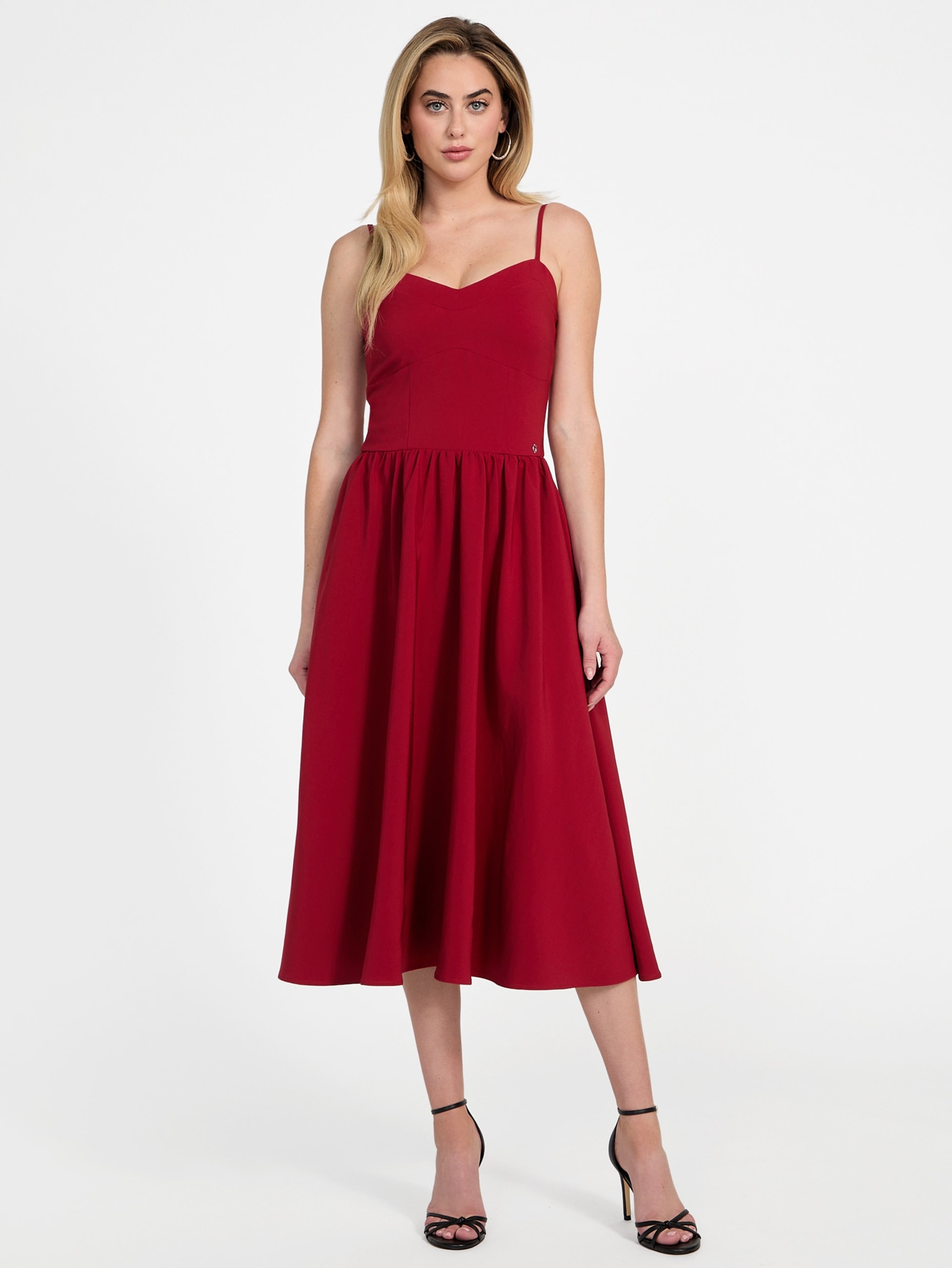 Vestido midi Sophie em tecido plano