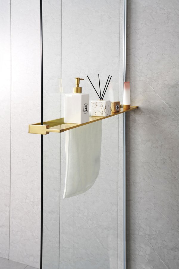 Sapho Shelf handdoekhouder en planchet voor douchewand goud mat