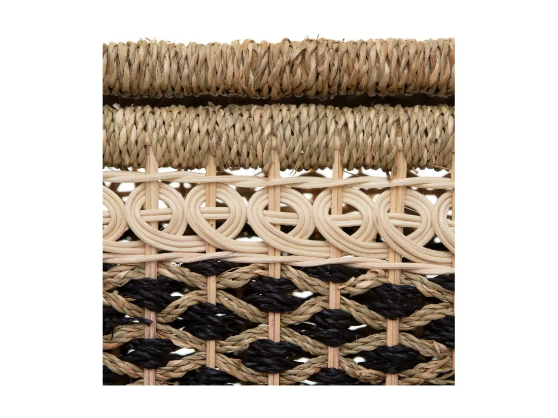 Set de 8 Paniers de rangement en Seagrass Beige et Noir