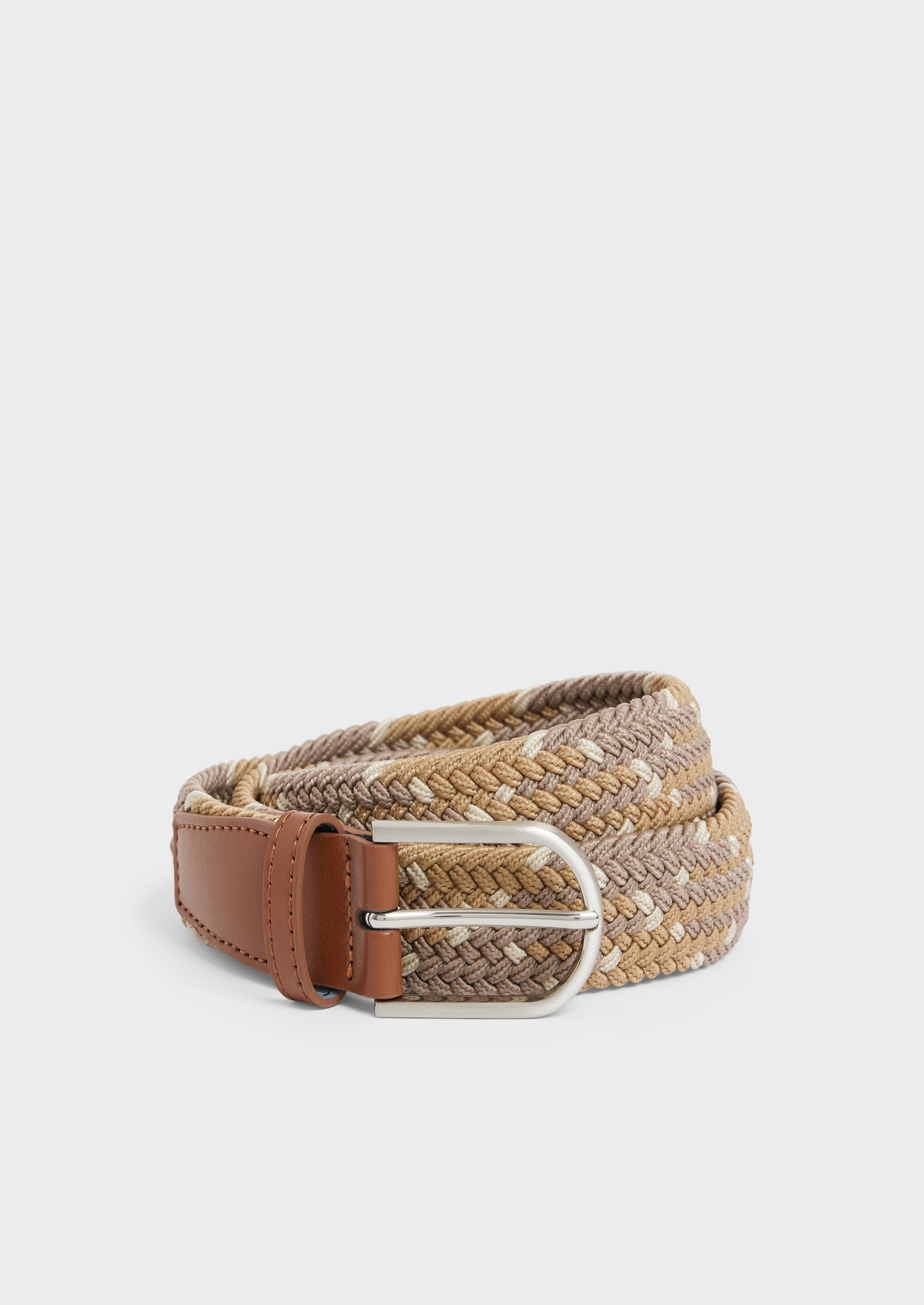 Ceinture tressée taupe et beige