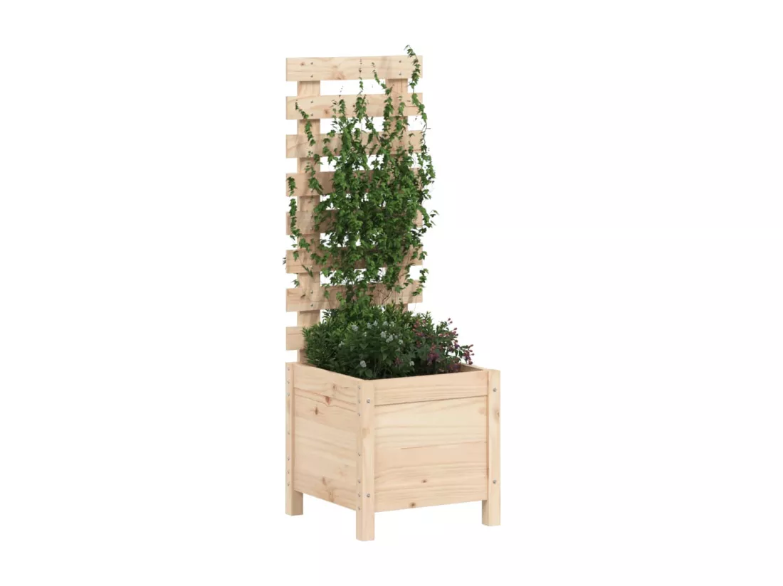 Jardinière avec support 39x39,5x114 bois de pin massif
