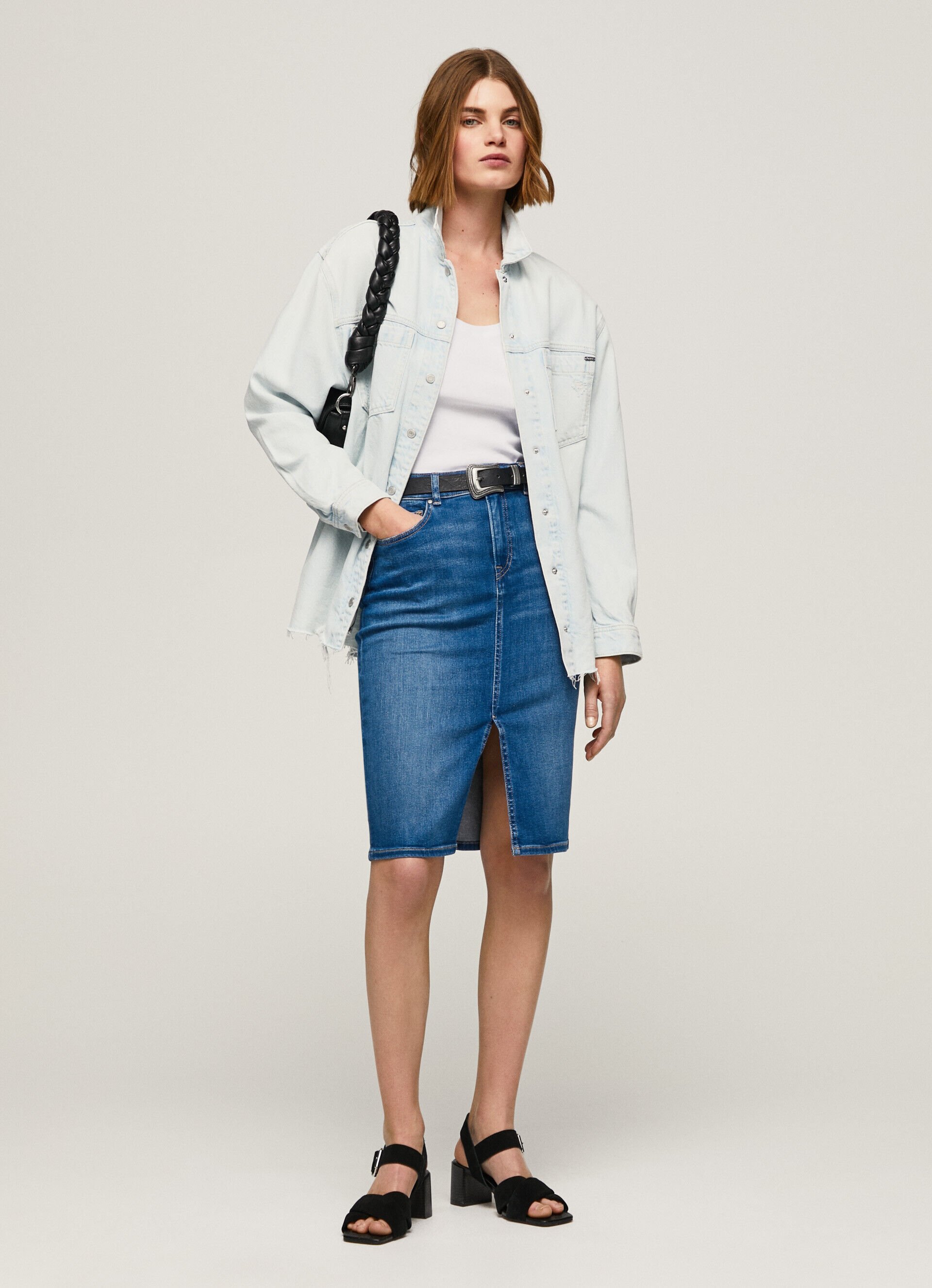 Saia jeans de corte regular - jeans